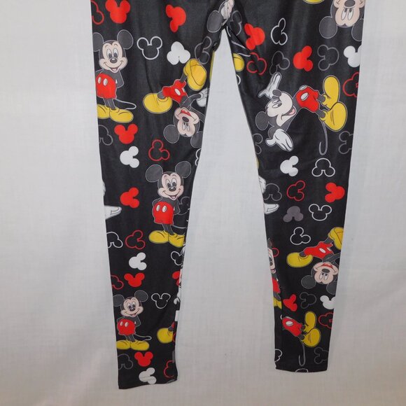 Miss T's Fashion Womens OS Size 2 - 14 Mickey Mouse Print Leggings Black Red - Picture 7 of 8